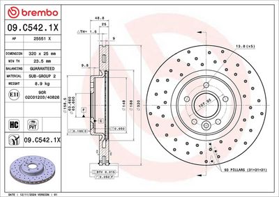 Тормозной диск BREMBO 09.C542.1X