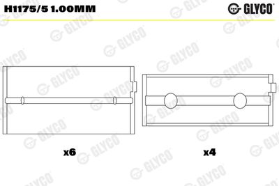 Подшипник коленвала GLYCO H1175/5 1.00mm