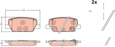 Bremžu uzliku kompl., Disku bremzes TRW GDB2491