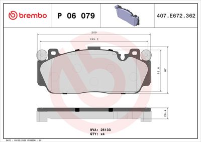 Bremžu uzliku kompl., Disku bremzes BREMBO P 06 079