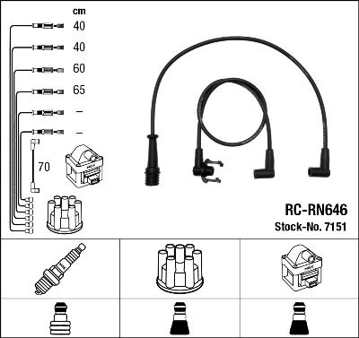 NGK 7151 Augstsprieguma vadu komplekts