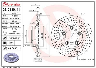 Тормозной диск BREMBO 09.C880.11