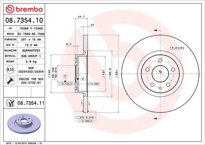 Тормозной диск BREMBO 08.7354.11