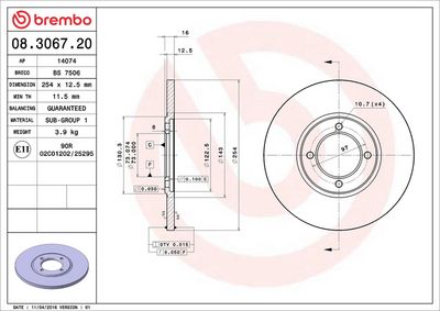 Bremžu diski BREMBO 08.3067.20