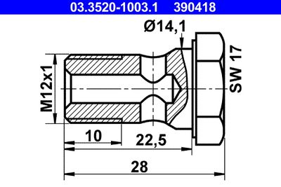 Полый болт ATE 03.3520-1003.1