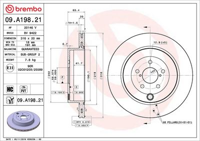 Bremžu diski BREMBO 09.A198.21