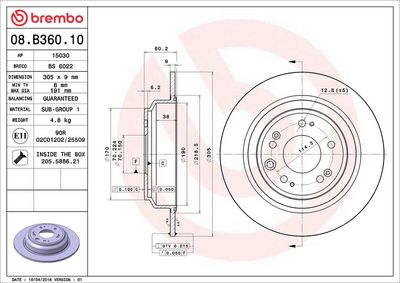 Тормозной диск BREMBO 08.B360.10