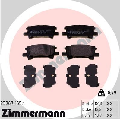 Bremžu uzliku kompl., Disku bremzes ZIMMERMANN 23967.155.1