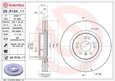 Тормозной диск BREMBO 09.R104.11