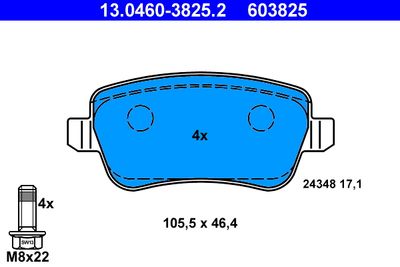 Bremžu uzliku kompl., Disku bremzes ATE 13.0460-3825.2