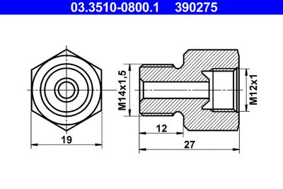 Адаптер, трубопровод тормозного привода ATE 03.3510-0800.1