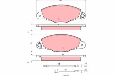 Bremžu uzliku kompl., Disku bremzes TRW GDB1336