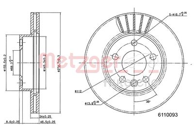 Тормозной диск METZGER 6110093