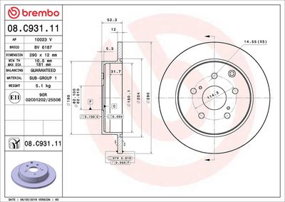 Тормозной диск BREMBO 08.C931.11