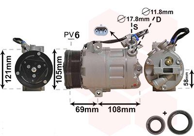 Компрессор, кондиционер VAN WEZEL 3700K438