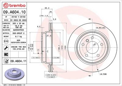 Bremžu diski BREMBO 09.A604.10
