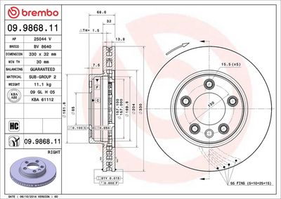 Bremžu diski BREMBO 09.9868.11