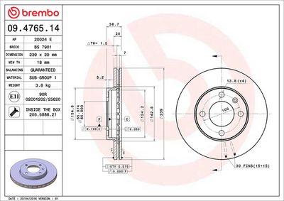 Тормозной диск BREMBO 09.4765.14