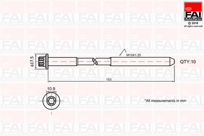 Комплект болтов головки цилидра FAI AUTOPARTS B701