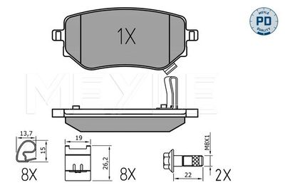 Bremžu uzliku kompl., Disku bremzes MEYLE 0252286118PD