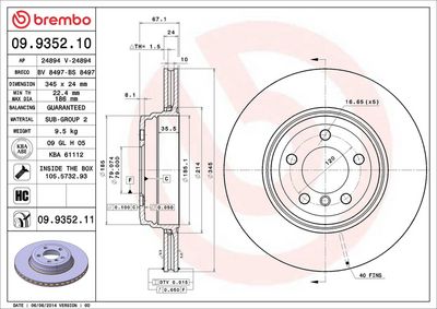 Тормозной диск BREMBO 09.9352.11