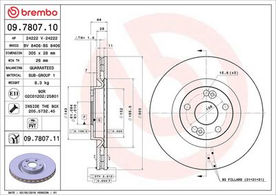 Тормозной диск BREMBO 09.7807.11