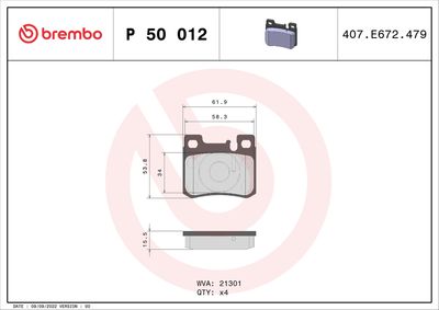 Bremžu uzliku kompl., Disku bremzes BREMBO P 50 012