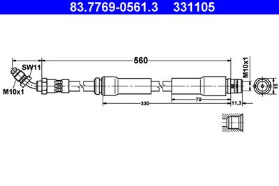 Bremžu šļūtene ATE 83.7769-0561.3