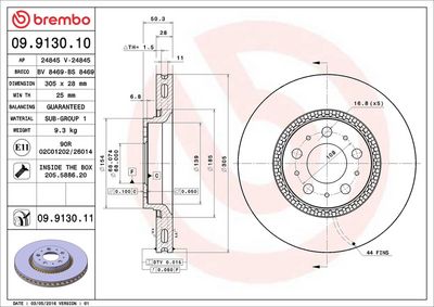 Тормозной диск BREMBO 09.9130.10