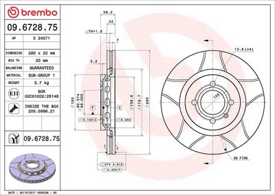 Bremžu diski BREMBO 09.6728.75