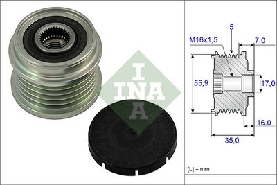 Ģeneratora brīvgaitas mehānisms Schaeffler INA 535 0007 10