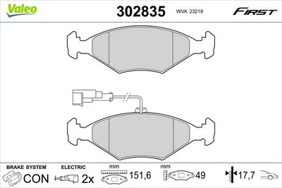 Bremžu uzliku kompl., Disku bremzes VALEO 302835