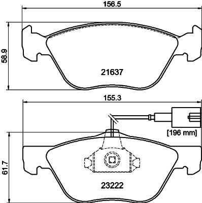 Bremžu uzliku kompl., Disku bremzes HELLA PAGID 8DB 355 008-611