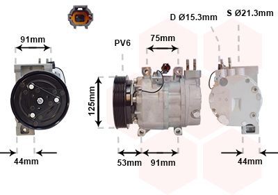 Компрессор, кондиционер VAN WEZEL 1300K259
