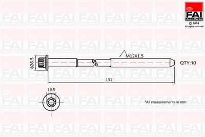 Комплект болтов головки цилидра FAI AUTOPARTS B896