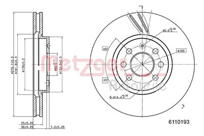 Тормозной диск METZGER 6110193