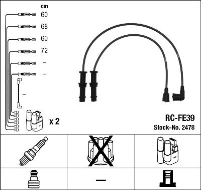 Augstsprieguma vadu komplekts NGK 2478