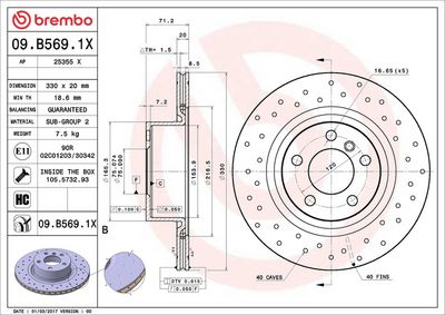 Тормозной диск BREMBO 09.B569.1X