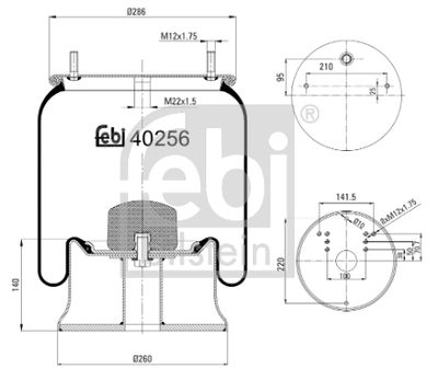 Pneimoatsperes spilvens, Pneimopiekare FEBI BILSTEIN 40256