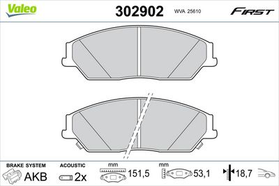 Bremžu uzliku kompl., Disku bremzes VALEO 302902
