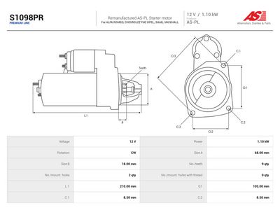 Стартер AS-PL S1098PR