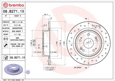 Тормозной диск BREMBO 08.B271.1X