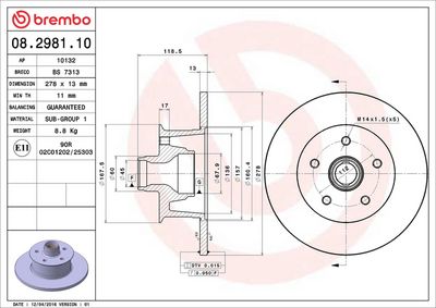Bremžu diski BREMBO 08.2981.10