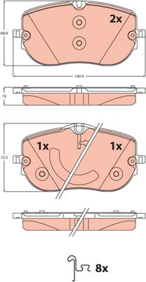 Bremžu uzliku kompl., Disku bremzes TRW GDB2549