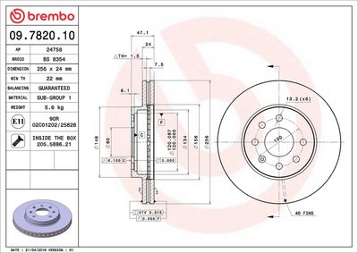 Тормозной диск BREMBO 09.7820.10