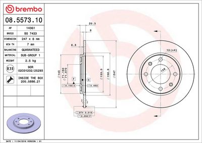 Bremžu diski BREMBO 08.5573.10