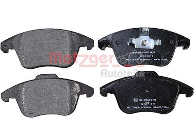 Комплект тормозных колодок, дисковый тормоз METZGER 1170638