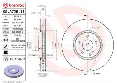 Тормозной диск BREMBO 09.A726.11