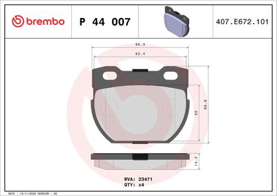 Комплект тормозных колодок, дисковый тормоз BREMBO P 44 007