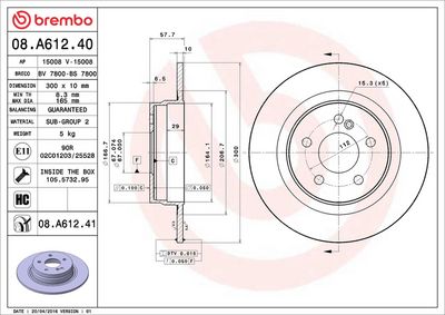 Тормозной диск BREMBO 08.A612.41